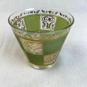 VTG Prado CULVER Signed Barware Lowball 22KT Gold Green Mid Century Glass USA - Picture 1 of 7