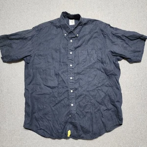 Camisa Deportiva De Colección Brooks Brothers 100% Lino Azul Marino Con Botones Manga Corta - Imagen 1 de 7