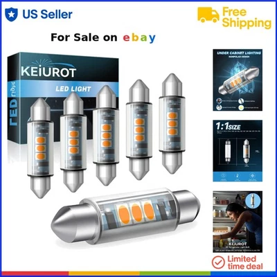 LED Festoon Light Bulb Kit 44mm Warm White Under Cabinet RV Refrigerator - Image 1 of 4