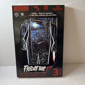 Warner Bros Set of 3 Horror Movie Metal Wall Art IT Friday the 13th Exorcist - Picture 1 of 4