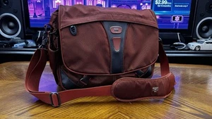 Tumi T Tech Messenger Laptop Shoulder Travel Bag Orange Flame Expandable 17x13x5 - Picture 1 of 16