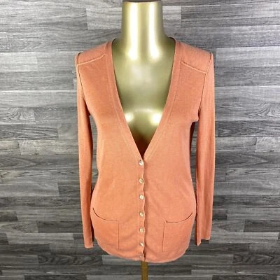 Cárdigan suéter para mujer BANANA REPUBLIC mezcla seda melocotón con botones talla pequeña Foto 1 de 4