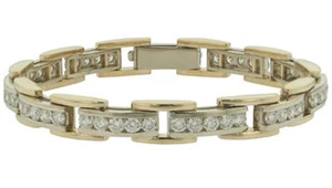 5.00 ct Ladies Round Cut Diamond Tennis Bracelet In 14 kt Two Tone Gold - Picture 1 of 6