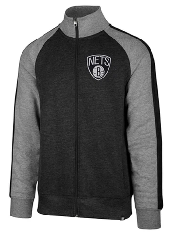 Brooklyn Nets NBA '47 Charcoal Gray Full Zip Match Track Jacket Men's XXL 2XL Cover