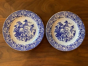 Royal China Blau & Weiß Windmühle Muster Brot & Butter/Dessertteller 2er Set - Bild 1 von 2