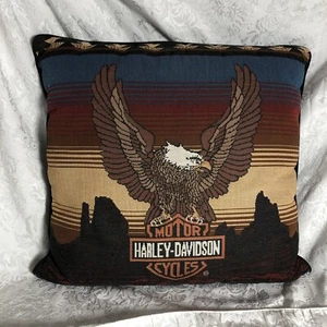 Almohada de relleno Harley Davidson logotipos 15""x15"" negra DAKOTAH rara - Imagen 1 de 3