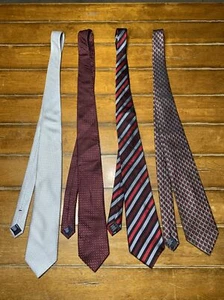 4 Herren Krawatten 100% Seide 100% Polyester rot, weinrot silber Stafford, Croft&Barrow - Bild 1 von 12