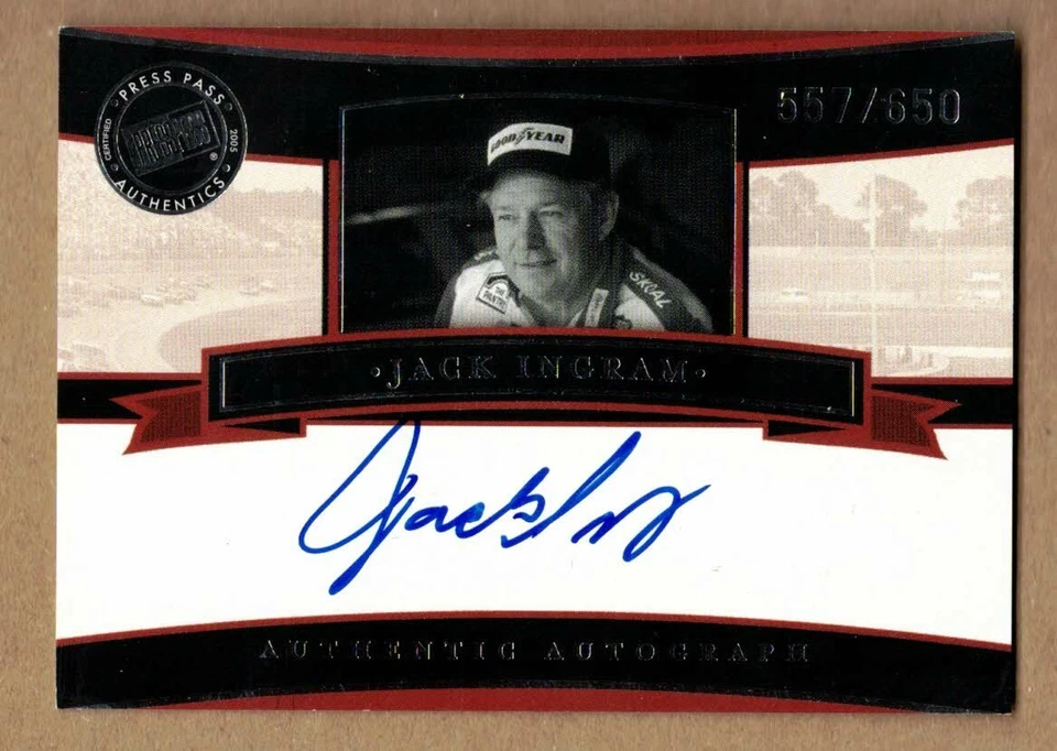2005 PRESS PASS LEGENDS AUTOGRAPHS BLUE JACK INGRAM #557/650 - Image 1 of 1