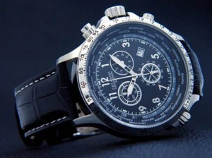 Cavadini Chronograph mens black & silver wristwatch - Picture 1 of 10