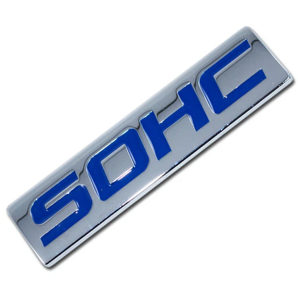 CHROME/BLUE METAL SOHC ENGINE RACE MOTOR SWAP EMBLEM BADGE FOR TRUNK HOOD DOOR - Image 1 of 1