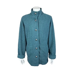Susan Graver Weekend Knit Boucle Button-Front Jacket Dried Sage X-Large Size - Picture 1 of 2