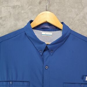 Columbia PFG Shirt Mens 3X Tall Blue Tamiami Vented Fishing Outdoor Snap Pocket