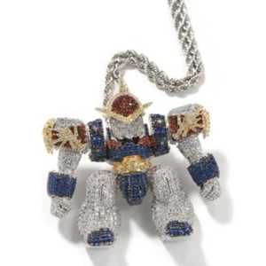 Hip Hop 3A+ CZ Stone Bling Iced Out Big Cartoon Mech Warrior Gundam Pendants - Picture 1 of 11