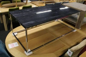 New Italian Chrome and Solid Black Marble Large Coffee Table RRP £435 - Picture 1 of 4