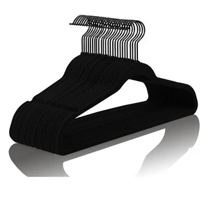 Premium All Black Velvet Hangers with Black Hooks 30 Pack Heavy Duty - Non Sl... - Picture 1 of 7
