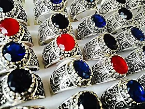 ALI Arabic Desert Saudi Mens Unisex Gem Stone Ring Black Red Blue Thobe Saudi - Picture 1 of 4