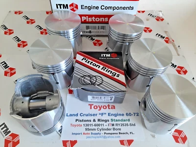 Land Cruiser 1960-1972 Standard Piston & Rings Set - RY2535-Std ITM - Image 1 of 3
