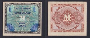 Billet de banque Allemagne 1 mark Alliierte Militarbehorde 1944 P 192a BB/VF - Picture 1 of 1