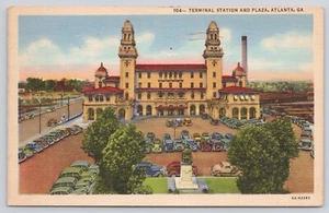 Tarjeta postal de Georgia GA 1944 1944 Terminal Station y Plaza Atlanta Railway Depot - Imagen 1 de 2