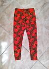 South Main Pull-On Skinny Yoga Stretch Pants Red Flower Print Women's Size Large