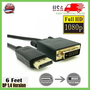 Display Port to VGA Cable Adapter Converter Video HDTV PC Monitor Desktop Laptop - Picture 1 of 14