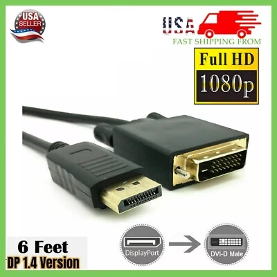 Display Port to VGA Cable Adapter Converter Video HDTV PC Monitor Desktop Laptop - Image 1 of 4