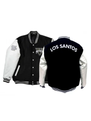 Handmade Grand Theft Auto V Los Santos Black Varsity Bomber Jacket Men & Women - Image 1 of 4