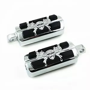 Par de clavijas de pie de calavera reposapiés clavija montaje macho para Harley Dyna Electra Glide - Imagen 1 de 5
