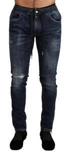DOLCE & GABBANA Jeans Dark Blue Cotton Stretch Tattered Denim IT44/W28 /XS $1000 - Picture 1 of 9