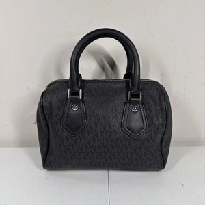 MICHAEL KORS Aria Satchel Black Logo Pebbled Leather Handbag Crossbody Purse - Picture 1 of 11
