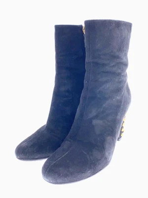 GUCCI Botas Cortas de Tacón Tachonado Negras Gamuza 297200 Zapatos para Mujer US 7 Auténticos Foto 1 de 4