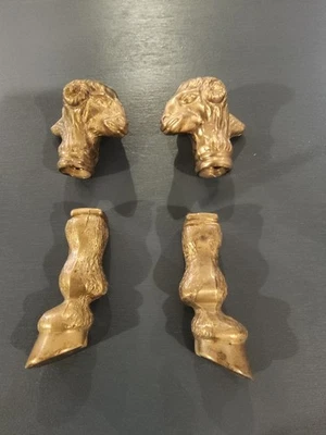 COMPRADOR EMBRUJADO CUIDADO RARO AF Latón Sólido Rams Cabezas Mesa auxiliar HECHA EN ITALIA Foto 1 de 4