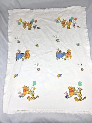 Cobertor de berço vintage Winnie the Pooh algodão acabamento acetinado berçário HTF - Imagem 1 de 4