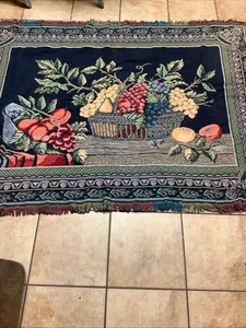Vintage Goodwin Weavers Obstkorb Afghan/Überwurf Made In USA 100% Baumwolle - Bild 1 von 11