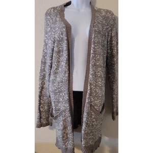 Cárdigan Suéter Grande Raglán Mangas Largas LA Hearts Gris Blanco Frente Abierto - Imagen 1 de 5