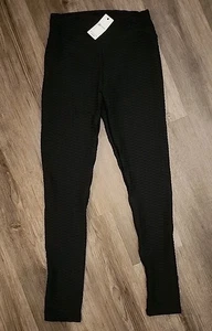 LA Society Leggings XL Black Ribbed MSR $80 Elastic Waist - Picture 1 of 8