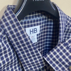 Harbor Bay  Mens 4XLT Shirt Blue Big & Tall Button Down Long Sleeve Check     E4 - Picture 1 of 6