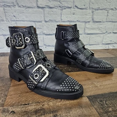 BOTAS ZARA TACHONADAS TRIPLE HEBILLA MOTERA MUJER TALLA 38 Foto 1 de 4