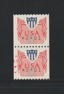 US Computer Vended EFO stamps: #CVP31, type I, coil pair w/ Red Ink Splash! MNH - Picture 1 of 2