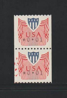 US Computer Vended EFO stamps: #CVP31, type I, coil pair w/ Red Ink Splash! MNH - Image 1 of 2