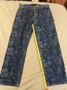 Teddy Fresh Blue Carpenter Jeans Size 34 Teddy Bears All Over  - Picture 1 of 15
