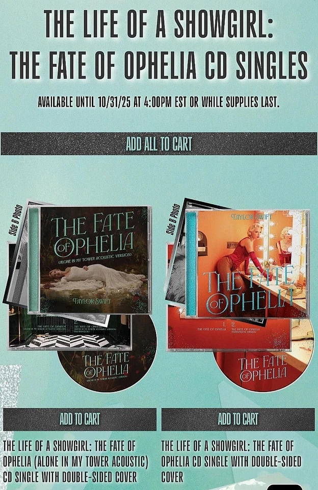 TAYLOR SWIFT - THE FATE OF OPHELIA 2 CD singles BOTH Versions SEALED & NEW - Image 1 of 4