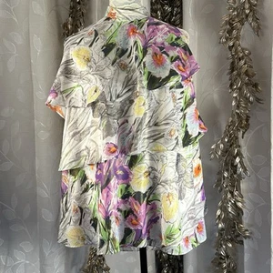 Lane Bryant 18/20 2x Romantic Boho Glam Floral Halter Top Chiffon Lined - Picture 1 of 8