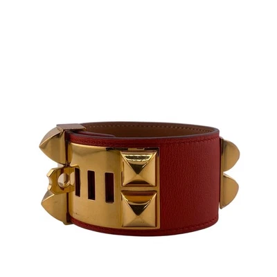 Pulsera Hermes Collier de Chien L Brazalete Cuero Rojo Foto 1 de 4