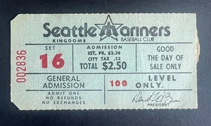 Boleto de admisión general Kingdome Seattle WA 1981 Seattle Mariners de colección - Imagen 1 de 2