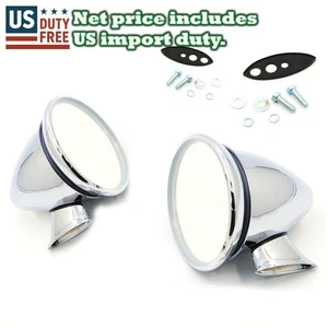 DOOR FENDER MIRRORS NEW LEFT RIGHT PAIR 2 PIECES Fit For BULLET CHROME ALLOY - Picture 1 of 6