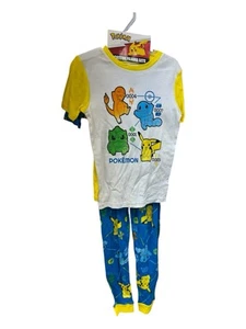 Pokemon Boys 4 Piece Pajama Set Size 12 Shorts Pants Tops Blue Yellow Bright $48 - Picture 1 of 5