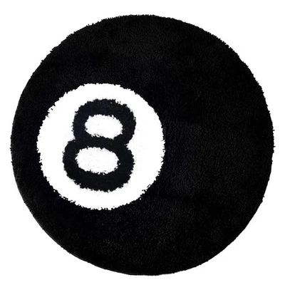 8 Ball Rug - 32 inch Black Round Carpet Billiard Pool 8 Ball Carpet, Non-Slip... - Image 1 of 4