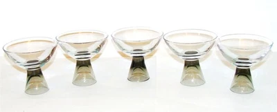 5 Vtg Rosenthal Fortuna 3 ¾” Fruit Cocktail Glasses Hollow Smoke Base Crystal - Image 1 of 4