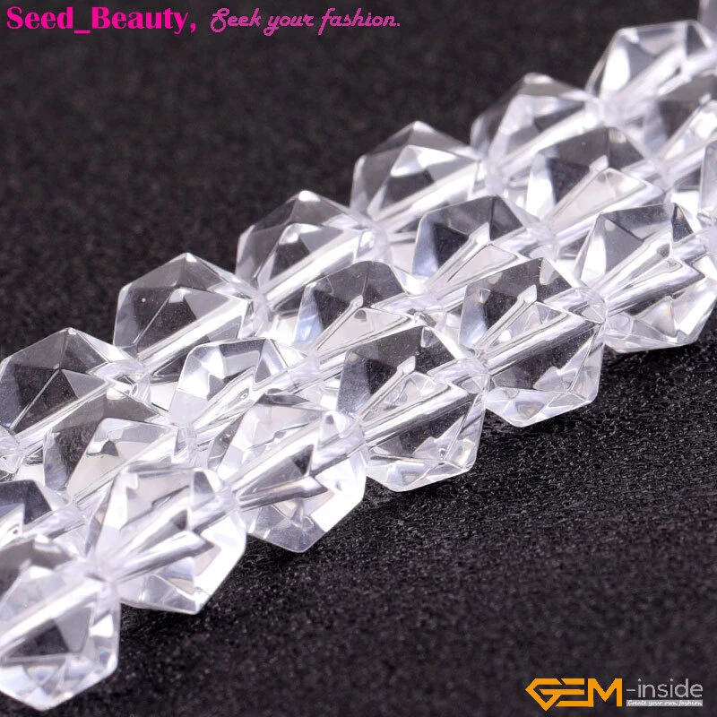 Cuarzo roca transparente genuino natural facetado fabricación de joyas cuentas de 15" de Cambay SD Foto 1 de 4